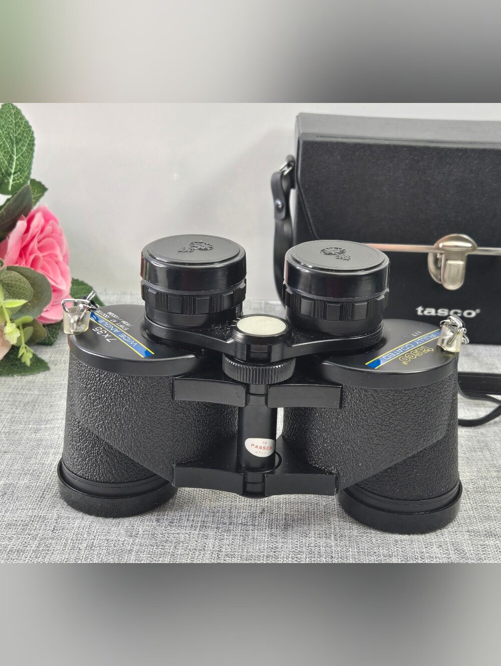 Vintage Tasco Model 118 Binoculars 7x35 Extra Wide Angle J-B207 Japan Case Caps